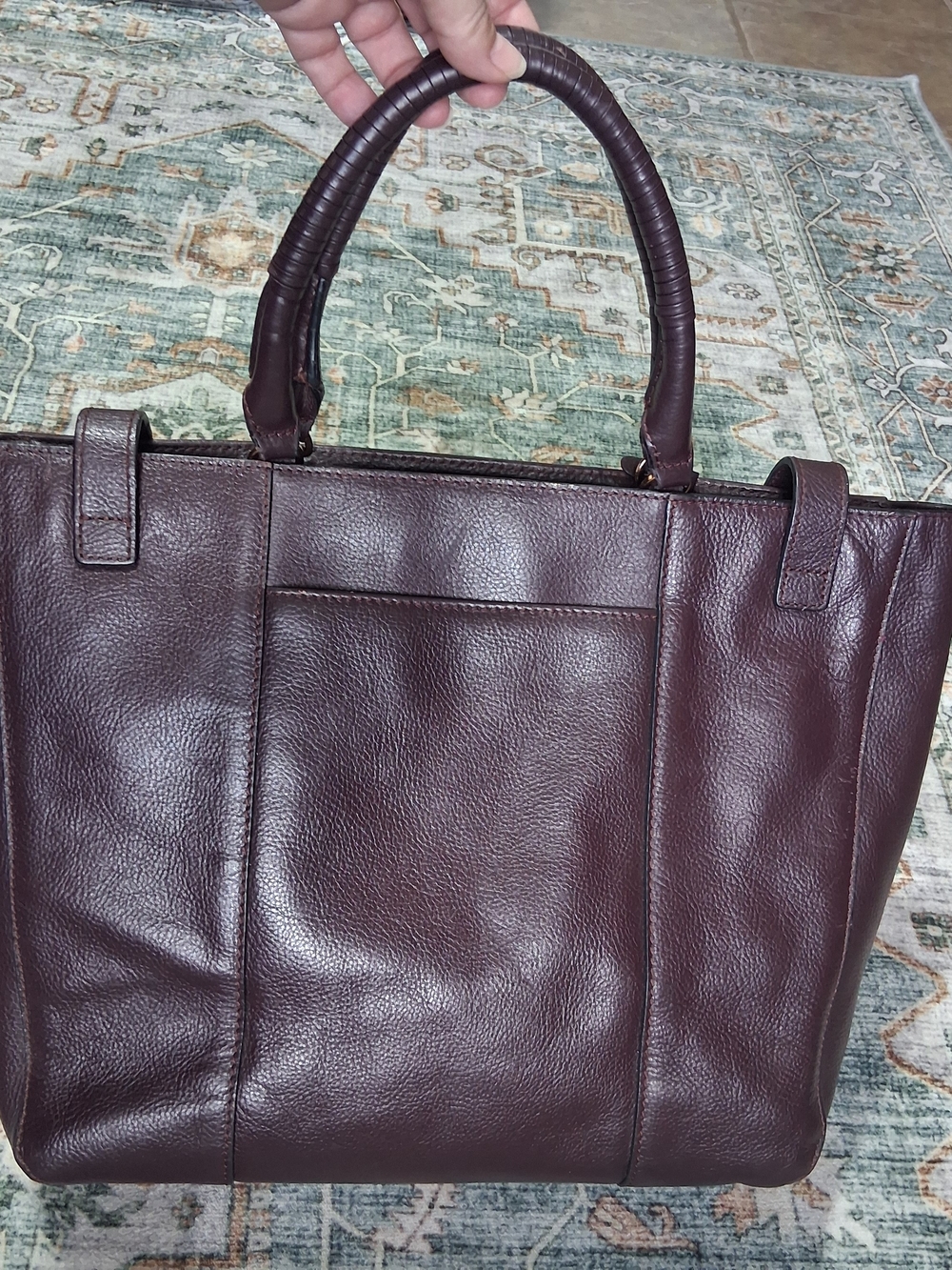 RADLEY London Calf Hair Brown/Burgundy/Wine Red Tote Bag Purse RoseGold Hardware - Picture 3 of 16